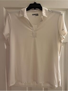 Callaway White Short-Sleeve Button-Down Polo Top